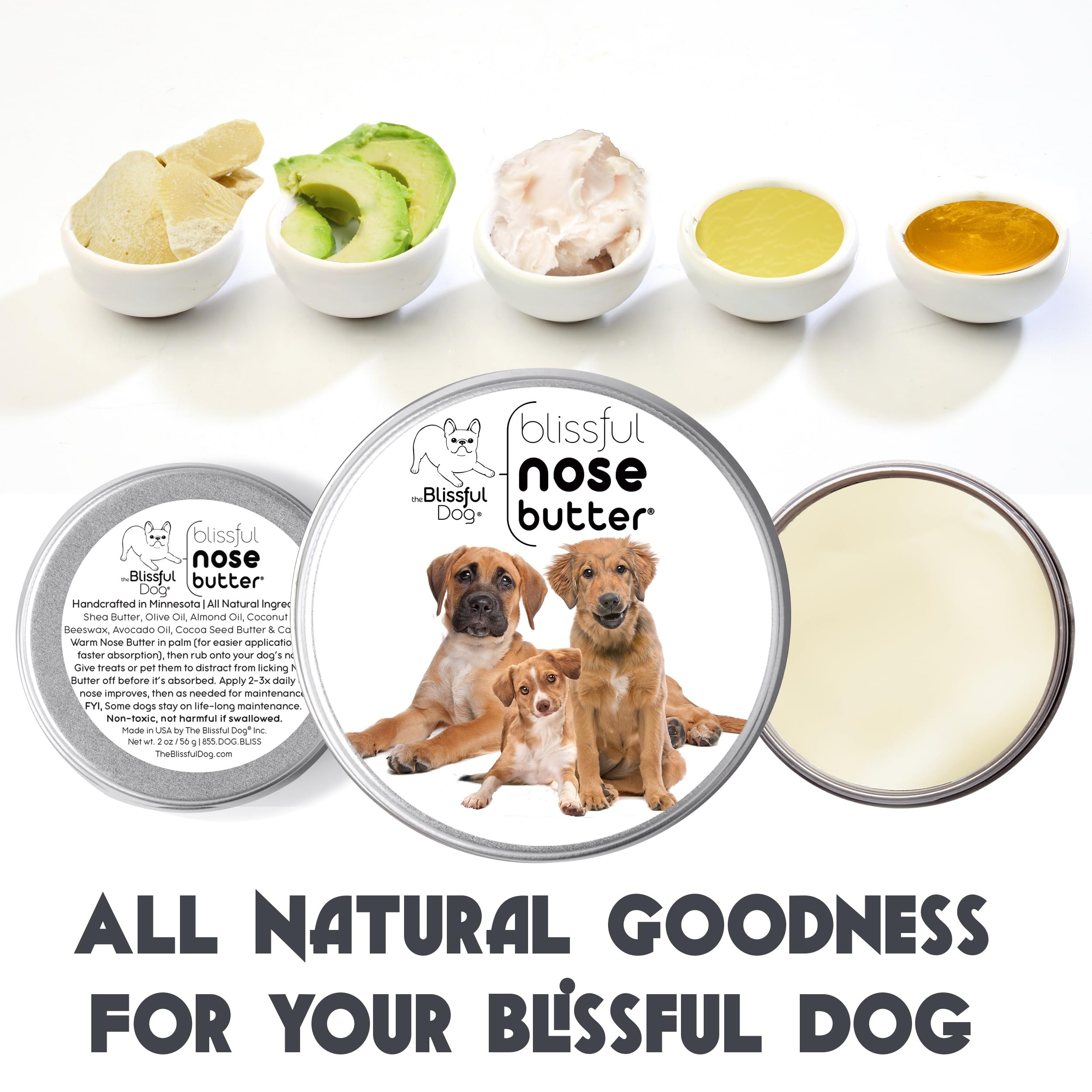 The Blissful Dog 3 Cute Puppies Unscented Nose Butter, 16oz